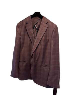 Peter Millar Crown Crafted 100% Virgin Wool Plaid Sport Coat Size 48R